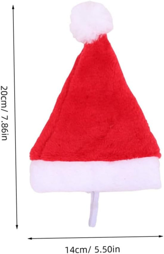 SEWACC 4pcs Adjustable Plush Dog Santa Hat Christmas Pet Costume Cap with Soft Lining for Small Dogs and Cats Holiday Party Supplies