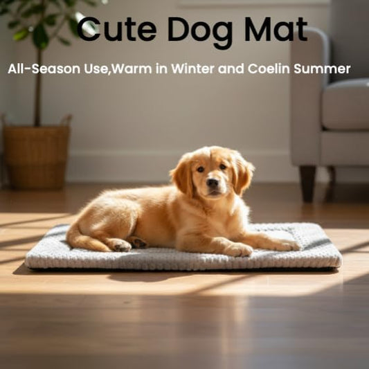 Dog Bed Mat, Reversible Dog Crate Pad - Comfortable Kennel Mat for Dogs & Cats, Machine Washable Dog Bed Suitable for Kennel, Cage or Home Travel(Light Brown, 30" L*20" W*1.5" Th