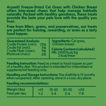 Freeze-Dried Cat Grass with Chicken Bites – Natural Hairball Control · Supports Digestive Health · High Protein · No Artificial Ingredients