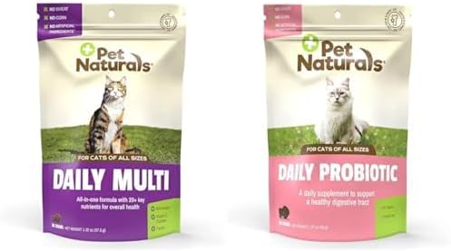 Pet Naturals Cat Health Bundle: Daily Multivitamin with Biotin (30 Fish Chews) & Daily Probiotic (30 Chews) for Digestive and Immune Support