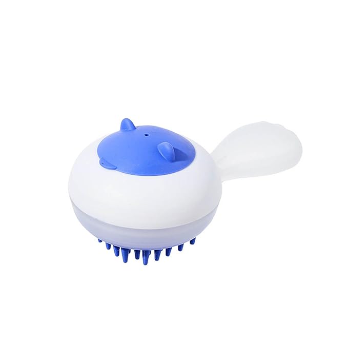 Pet Comb Bath Brush, Ergonomic Pet Bath Massage Brush for Cat Dog, Grooming Shampoo Brush Dual Use Of Dry/Wet Hair Removal Brushes, Shower Wash Brushes for Long & Short Hair Pets (Blue)
