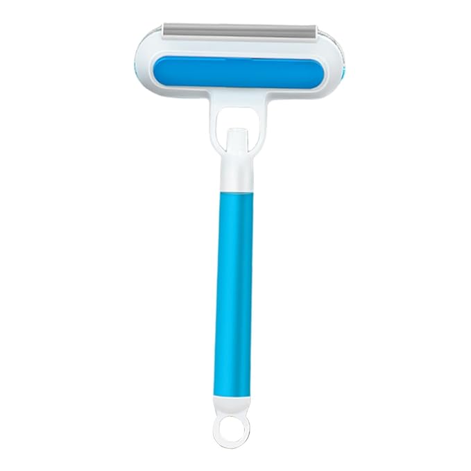 Pet Hair Removal Brush Glass Washable 3 in 1 Lightweight Cat Hair Remover Grooming Brush for Indoor Bedding Doors, Blue