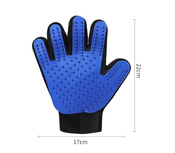 Pet Grooming Glove & Deshedding Brush for Dogs & Cats – Shedding Control Glove, Fur & Hair Remover Mitt, Gentle Grooming & Massage Tool – One Size Fits All, Blue
