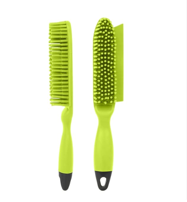 Rubber Pet Hair Removal Brush with Squeegee, Wet & Dry Bath Massage Grooming Tool for Dogs Cats, Remove Fur & Lint from Couch, Clothes, Carpets & Furniture