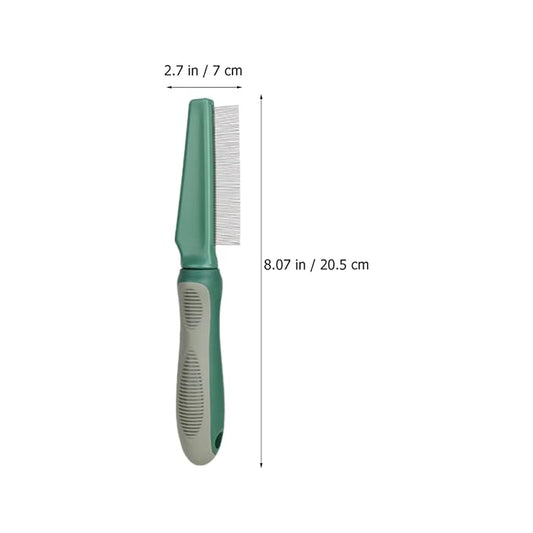 Pet Dematting Comb for Cats and Dogs, Olive Green Fine Teeth 78-Tooth Wear-Resistant Grooming Tool, Compact Hair Detangler Suitable for Long-Haired Pets and Kitten Grooming