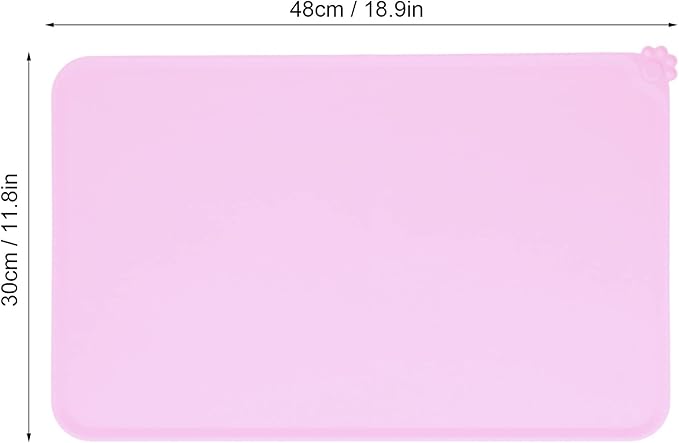 Silicone Non Slip Pet Feeding Bowl Mat for Dogs, Leakproof Dog Placemat for Food and Water, 11.8x18.9in Pet Supplies (Pink)
