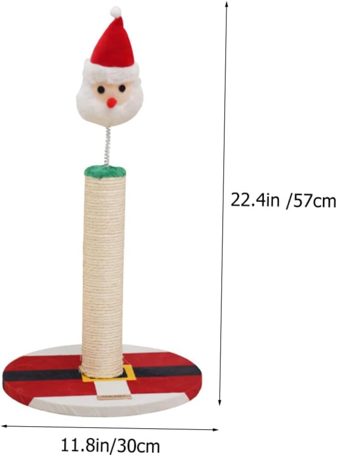 VOSAREA Christmas Cat Scratching Post for Indoor Cats Small Santa Claus Sisal Rope Scratcher Pole for Kittens
