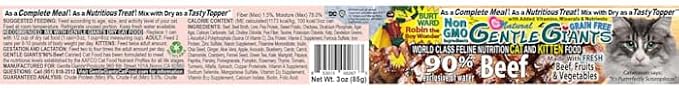 Gentle Giants Beef Wet Cat Food, 3 oz., Case of 24, 24 X 3 OZ