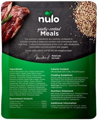 Nulo, Gently Cooked Meals Duck, Chicken & Quinoa Recipe Adult Dog Food, 9 Ounce