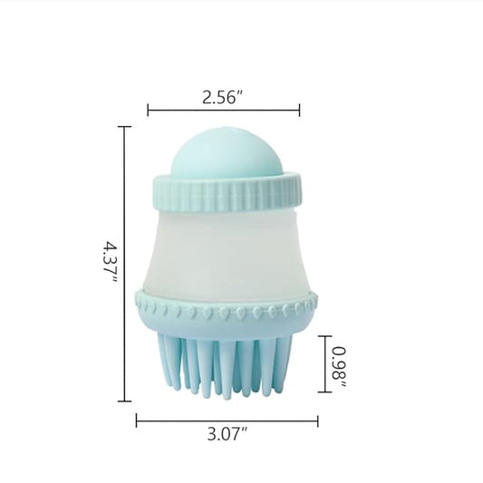 Pet Grooming Bath Brush Dog Cat Massage Brush Comb Bubble Maker with Shampoo Dispenser for Shower Scrubbing Remove Shedding Hair Soothing Massage Pet Supplies - Blue