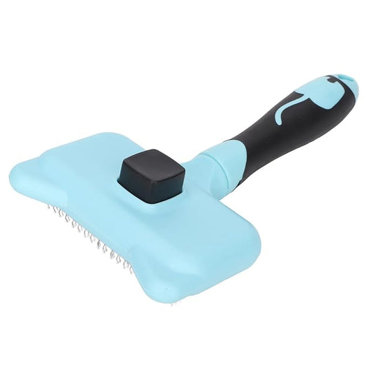 Cat Brushes for Domestic Cats - Cat Grooming Brush 140 Degree Curved Teeth Massage Function Pet SelfCleaning Brush with Resin Point (Blue)