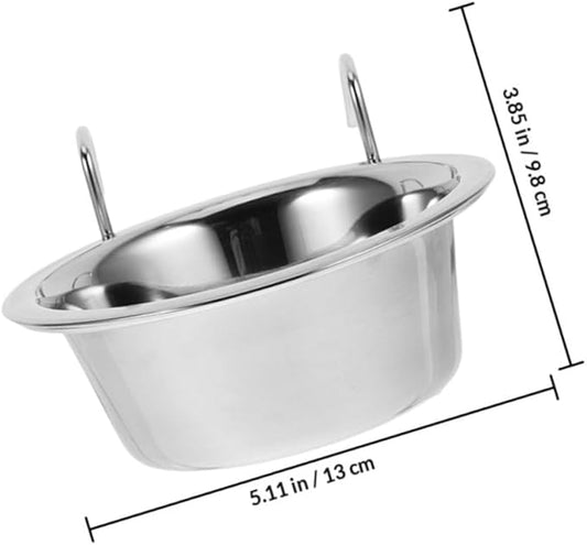 2pcs Hanging Dog Bowls Stainless Steel No Spill Puppy Food and Water Feeder Bowls for Dog Cage Pet Feeding Supplies