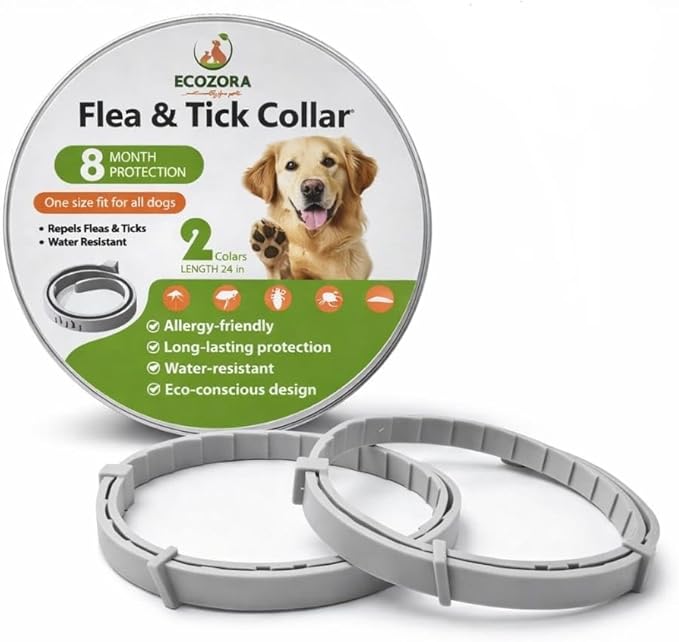 Flea and Tick Collar for Dogs, Waterproof Silicone Dog Collar with Up to 8 Months Flea and Tick Prevention, Adjustable Pet Supplies for Small to Large Dogs, Comfortable (Blue)