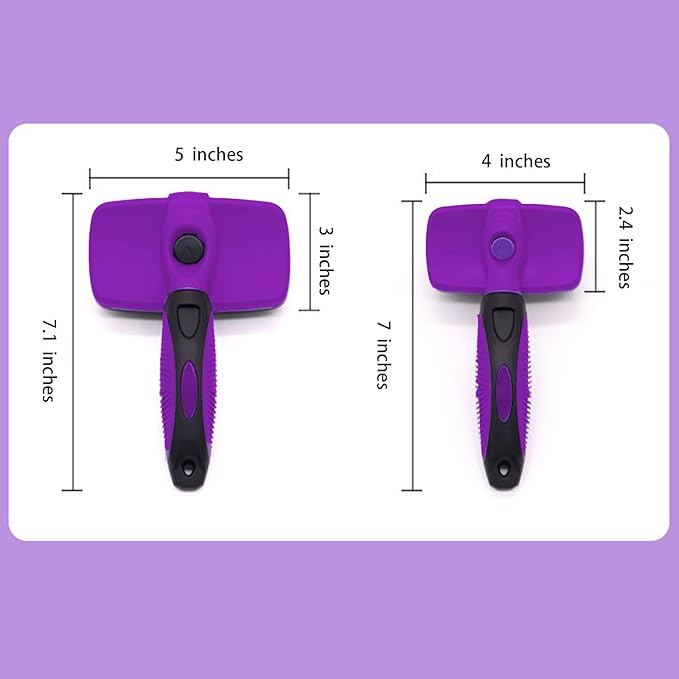 Self Cleaning Shedding Cat Brush - Skin Friendly Hair Removal And Grooming Tool Suitable For Cats And Dogs, Pet Hair Removal Tool Suitable For Shedding & Haired Pets(Purple,Large)