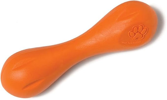 WEST PAW Zogoflex Hurley Dog Bone Chew Toy β Floatable Pet Toys for Aggressive Chewers, Catch, Fetch β Bright-Colored Bones for Dogs β Recyclable, Dishwasher-Safe, Non-Toxic, Small, Tangerine