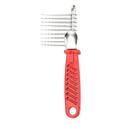 Dog Dematting Comb Rake Detangler Brush for Dogs Stainless Steel Grooming Comb Cats Pets Matted Fur Removal on Undercoat Tool Pet Supplies Red