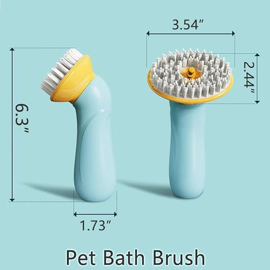 Pet Bath Brush Dog Cat Massage Hairbrush Comb with Shampoo Dispenser for Grooming Shower Scrubbing Shedding Massage Long Short Hair Pets Cats Dogs Supplies - Orange