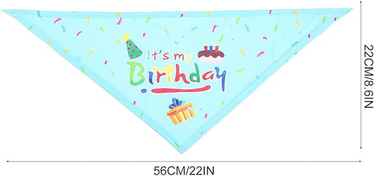 Tofficu Dog Birthday Bandana and Hat Set for Pets Blue Cotton Scarf with Birthday Hat Dog Party Decoration Supplies Celebration
