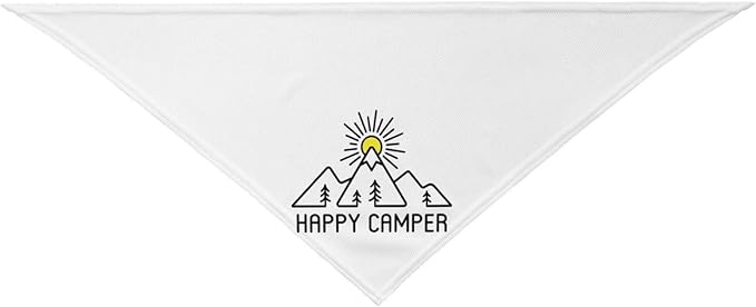 Happy Camper Summer Dog Bandana,Adorable Puppy Accessory for The avid Camper ,Pet Neckerchief for Pets Daily Wear Photo Prop Party Supplies,Funny Cute Dog Bandana (White)