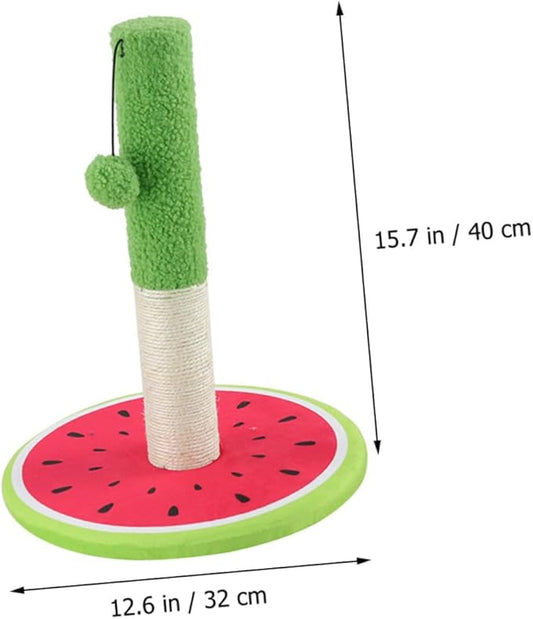 Yardwe Sisal Cat Scratching Post Watermelon Design Cartoon Scratcher Standing Pillar for Indoor Cats and Kittens Interactive Climbing