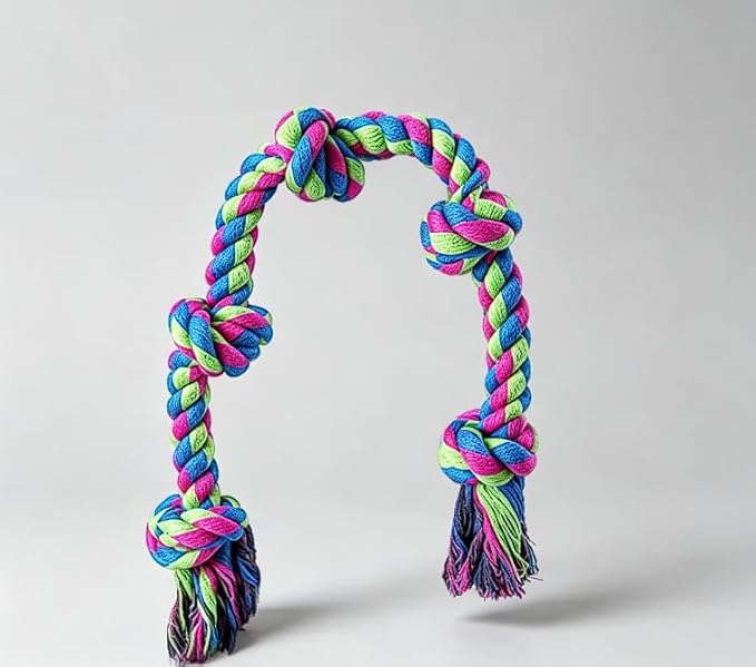 Dog Chew Toys for Large Dogs, 5 Knots Cotton Rope Tough Indestructible Teeth Cleaning & Molar Pet Supplies for Puppy, Aggressive Chewers, Boredom Relief