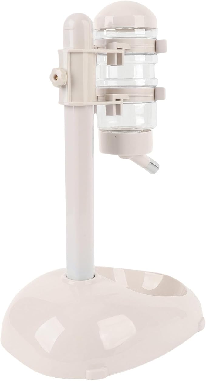 Pet Standing Water Dispenser, Height Adjustable Automatic Water Feeder Food Feeder Bowl, 500ml Dog Water Bottle Dispenser, Dog Cat Feeding Water Bowl Set (Beige)