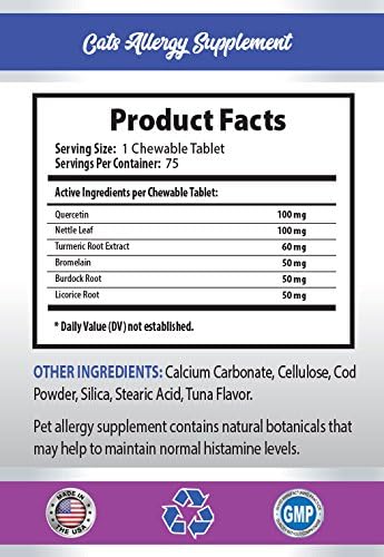 PET SUPPLEMENTS & NUTRITION LLC cat Itch Relief - CAT Allergy Relief Complex - Itch Relief Solution - Immune Support - VETS Recommended - cat Allergy Help - 3 Bottles (225 Chewable Tablets)