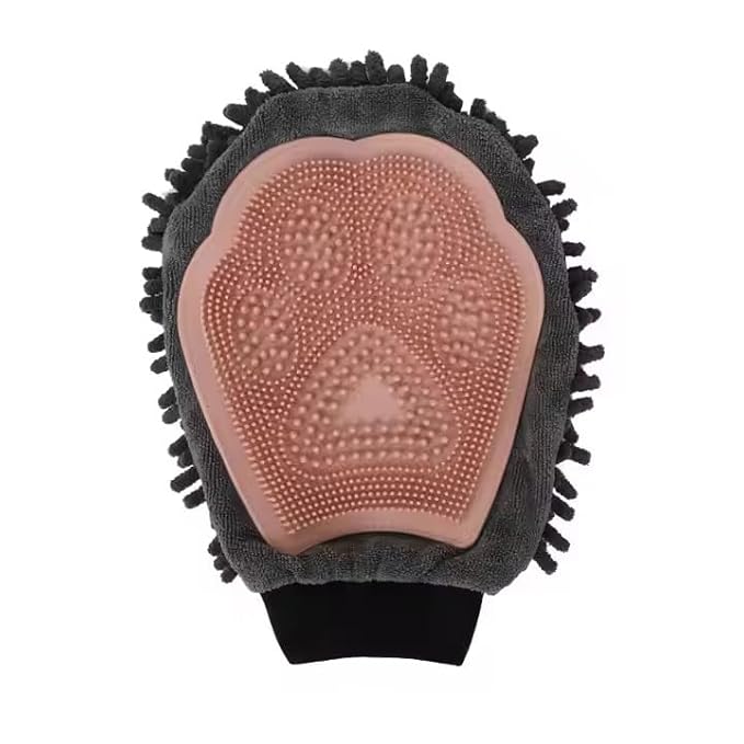 Double-Sided Pet Hair Removal Bath Brush – Dog & Cat Grooming Glove for Shedding & Massage (Pink, 10.2" × 4.7")