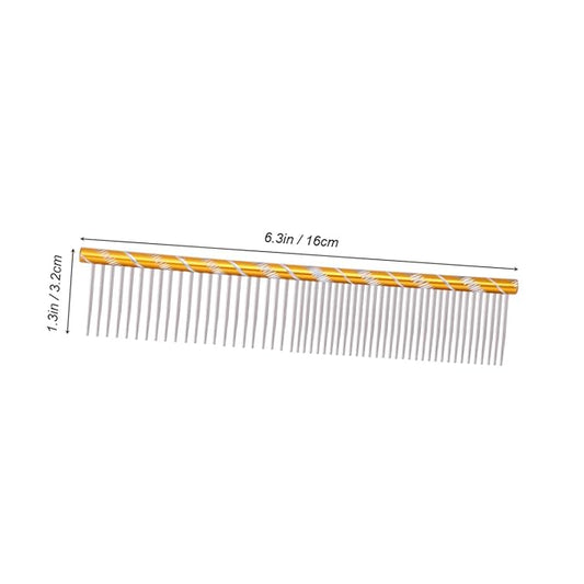 BESPORTBLE Stainless Steel Pet Shedding Comb for Dogs Cats Grooming Tool with Different Spaced Teeth for Fur Removal Yellow