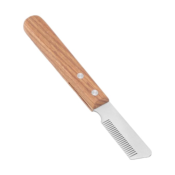 Shedding Tools Stripping Knife Safe Cat Grooming Comb with Wood Handle for Remove Floating Hair Dog Stripping Comb Stainless Steel Professional Pet Hair Removal Tool Dog Supplies