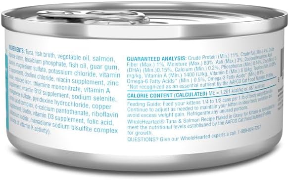 WholeHearted Grain-Free Tuna & Salmon Recipe in Gravy Wet Food for Kittens, 5.5 oz., Case of 12