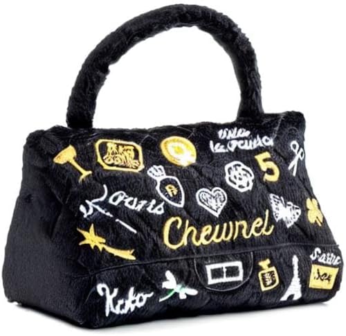 Dog Diggin Designs Chewnel Koko Paris Charme Plush Dog Toy Purse | Luxury-Inspired Parody Designer Handbag with Squeaker, Soft Plush Fashion Dog Toy – Haute Couture Purses & Handbags