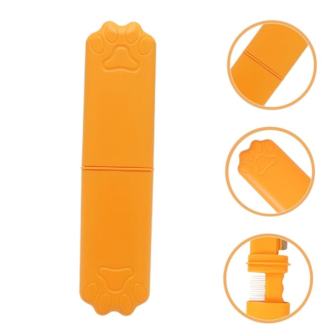 Toyvian Pet Grooming Comb for Dogs and Cats, Orange Fine-tooth Shedding Brush, Dematting Hair Removal Tool for Pet Fur Care