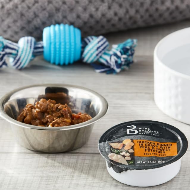 Pure ~ Balance Grain Free Chicken Dinner in Gravy & Beef Dinner in Gravy Wet Dog Food Variety Pack, 3.5 oz, 12 Count (Pack of 1)