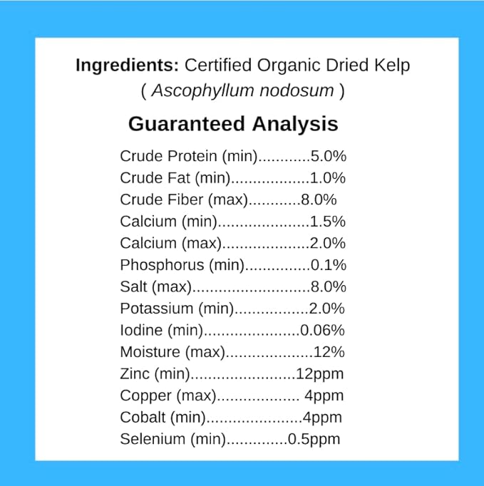 Organic Kelp Powder for Dogs, Dried Sea Kelp Supplement for Thyroid Function, Dental Health, Immune Support, Digestion, Skin & Coat - Iodine Rich - Multivitamin for Cats & Dogs - Made in USA