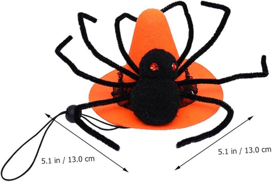 Pet Spider Hat Costume Pet Halloween Headwear Spider Web Design Adjustable Fit for Dogs Halloween Dress up Party Supplies