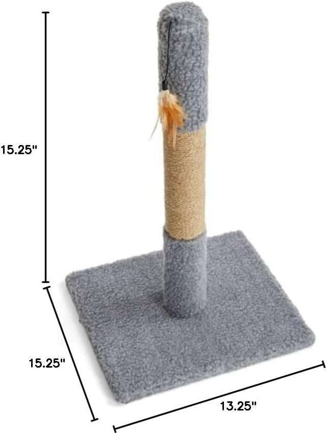 EveryYay by Petco Essentials Scratchin' The Surface Post with Scratcher Cat Toy, Grey, 26"