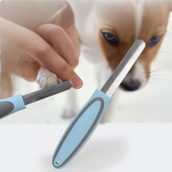 Pet Nail Files for Dogs and Cats, Beauty Tools with Textured Metal Surfaces, pet Nail Clippers, pet Supplies, pet Nail Remover, Blue Handle, 6.49in Length