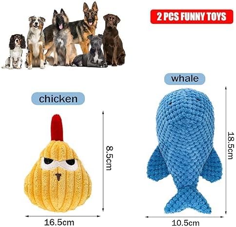 2 Pack Plush Squeakay Dog Toys,Soft Stuffed Dog Toys with Gentle Squeaker for Small & Medium Dogs,Indoor Play