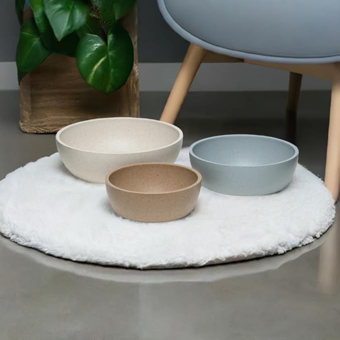 Loving Pets - Dolce Bamboo - Eco-Friendly Pet Bowls & Dishes for Dog, Cats, Puppy Food and Water Dish -Sustainable and Dishwasher Safe, Made with Real Bamboo (Medium, Slate-Grey)
