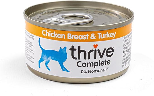 thrive Complete 100% Natural Multiple Flavors Food for Cats (6 Packs, Chicken and Turkey)