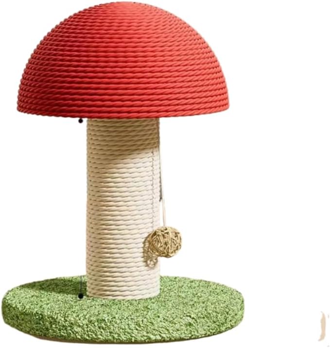 Mushroom Carrot Cat Scratching Post: Small Sisal Rope, Wear - Resistant and Non - Dandruff Cat Self - Entertainment Toy(Large Mushrooms + Base Plate)