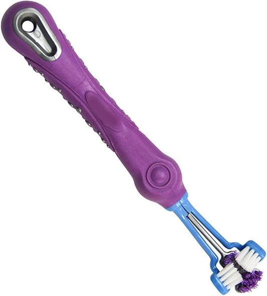 aqxreight 3 Sided Pet Toothbrush Multi Angle Dog Cat Toothbrush Pet Supplies for Oral Thoroughly Clean Pre 3 Sided Toothbrush3 Dog ToothbrushPet ToothbrushDog ToothbrushDog and (Green) (Purple)