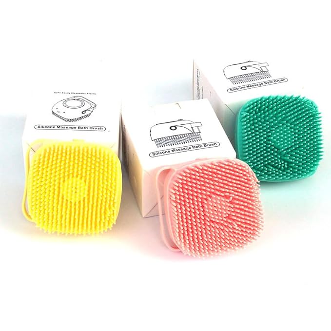 Silicone Pet Bath Massage Brush with Shampoo Dispenser, Dog Cat Grooming Tool, Green
