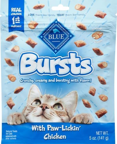 Blue Buffalo Crunchy Cat Treats, Chicken | Bursts | 5-oz Bag | Pack of 4