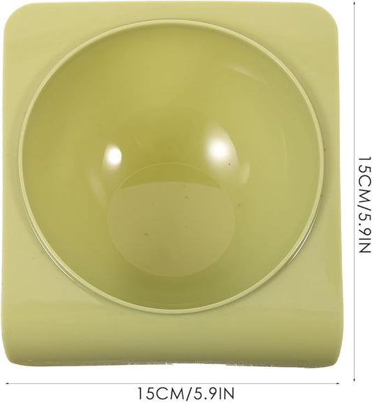 Pet Food Bowl and Water Dish Plastic Puppy Feeder Tilted Neck Protection Single Bowl for Cats and Dogs Household Pet Feeding Supplies Green