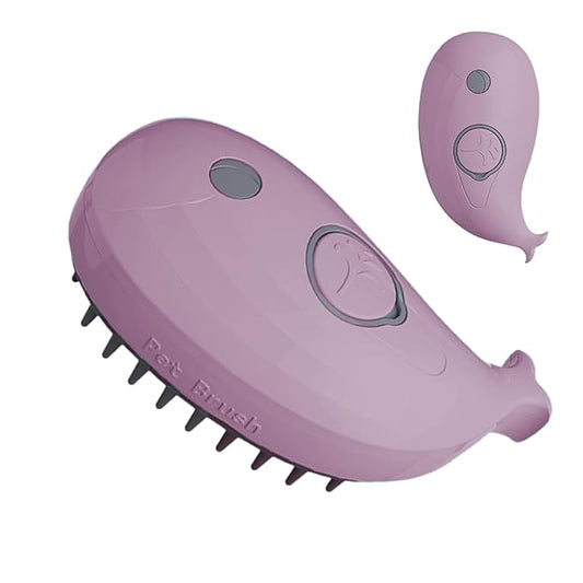 Cat Steam Brush, Cute Whale Shape Hair Brush Cat Dog Pet Brush Massager Steam, Pet Comb Massage Brush, Rechargeable Cat Hair Brush, Flyaway Hair Prevention Cat Grooming Brush (B)