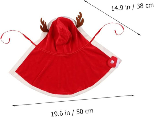 Happyyami Christmas Pet Cloak with Hooded Fleece Lining XL Dog Costume Warm Holiday Dog Clothes for Cold Weather Pet Supplies