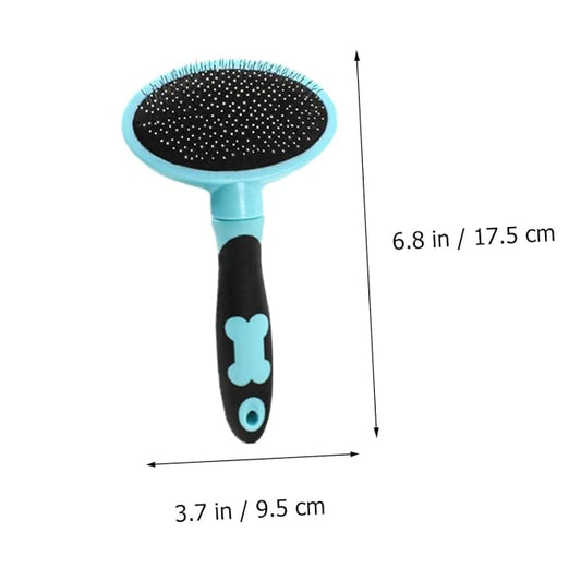 Cat Grooming Brush Tool for Cats Dogs Self-cleaning Slicker Comb Gentle Deshedding Brush for Long Haired Pets Blue Massage Bristle Design for Painless Grooming