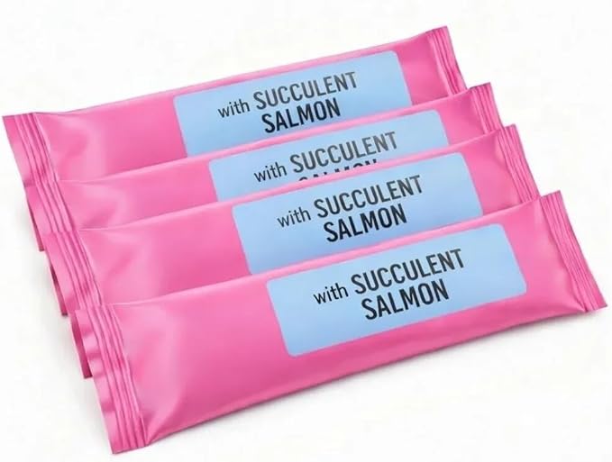 Lickable Cat Treats Squeeze Up Salmon – Puree Tube Treats for Indoor Cats – Squeezable Cat Snacks Food Topper Kitten Treats – Low Calorie Grain Free Healthy Kitty Treats (4ct) (Packaging May Vary)